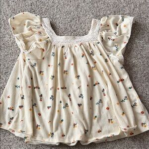 Falls Creek Cream Floral Kids Blouse